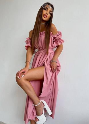 🎨4 кольори! шикарне жіноче плаття міді фрез рожеве розовое миди платье сукня2 фото
