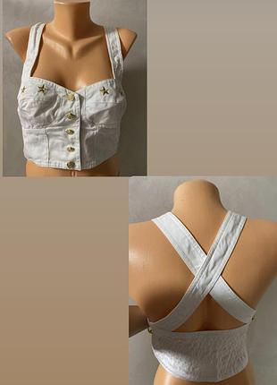 Топик джинсовый белый-топ большей размер