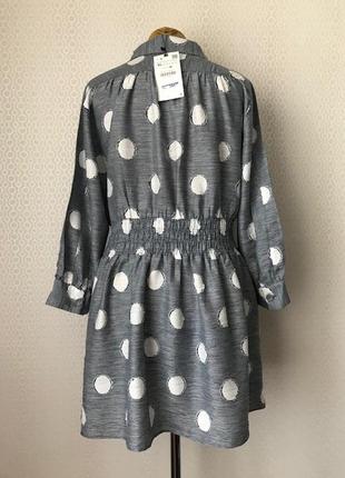 Новая (с этикеткой) оригинальная серая блуза в горохи от zara, размер  xl3 фото