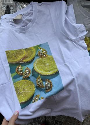 Мега крутая футболка,люкс качество,лимончики, турция.2 фото