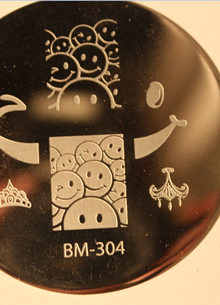 Диск для стемпинга маникюра рисунков на ногтях смайлы №2