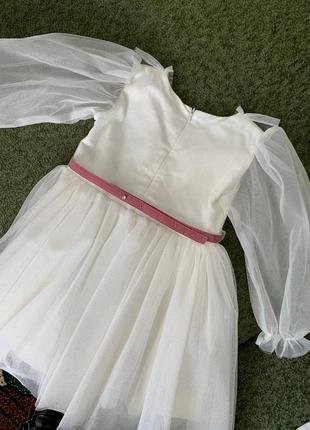 Платье фатин праздничное платье принцессы белое светлое снежинка королева детская девочка little_lovelies6 фото