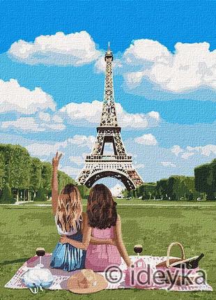 Картина за номерами идейка подруги в парижі 40х50см kh4790 набір для розпису за цифрами