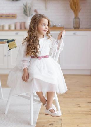 Платье фатин праздничное платье принцессы белое светлое снежинка королева детская девочка little_lovelies2 фото