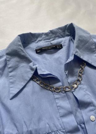 Голубая блуза, голубая блуза топ zara, топ с воротничком8 фото