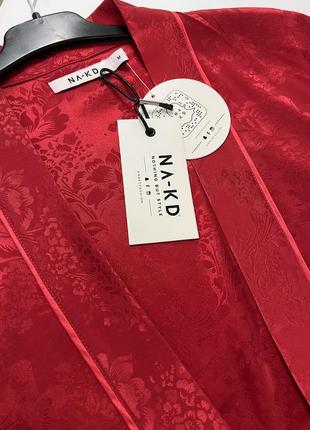 💙💛 червоний красивий приваблимвий короткий халат кімоно за зав'язці na-kd8 фото
