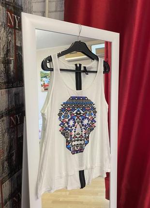Стильная женская майка с черепом, h&m, m