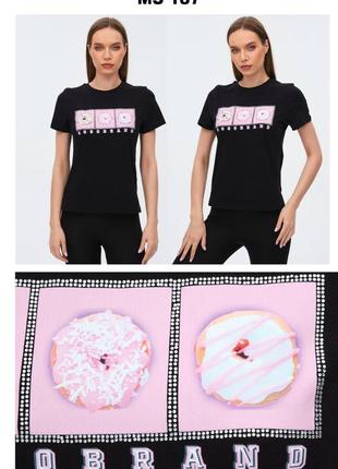 Стильные футболочки,принт пончики, турция, высокое качество.