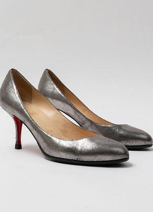 Christian louboutin paris high heels silver glitter pumps жіночі туфлі