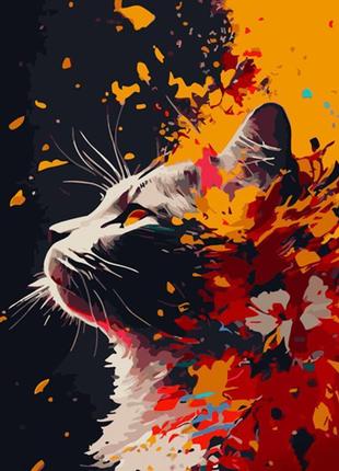 Картина по номерам strateg цветочная кошка 40x50 см gs909 gs909 набор для росписи по цифрам