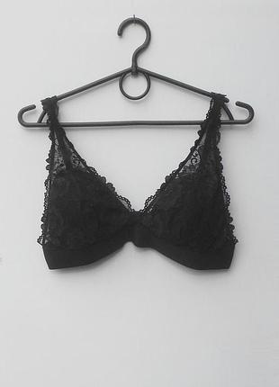 Черный кружевной бюстгальтер бралетт 80c h&m