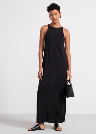 Черное базовое платье платье с разрезами по бокам zara платье с разрезами чёрное платье