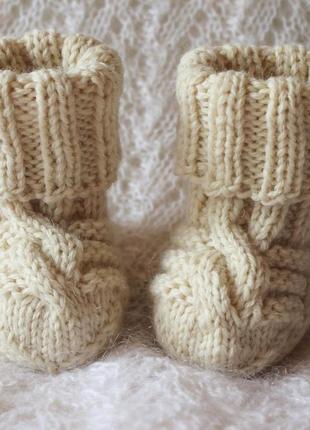 Молочные носочки из шерсти альпаки4 фото
