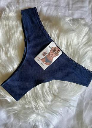 Мягкие хлопковые бразилианы в рубчик (замеры в описании)