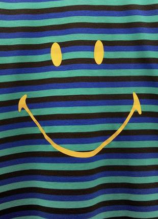 Яркая трендовая полосатая футболка с принтом smiley от zara. new8 фото