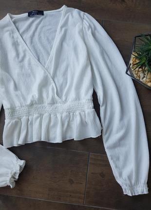 Біла жата блуза кофтинка на запах3 фото