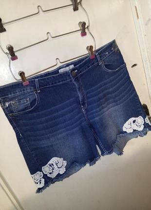 Стрейч,джинсовые шорты с карманами и кружевами,большого размера,janina1 фото