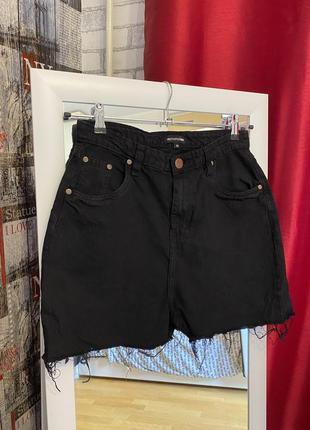 Стильні чорні джинсові шорти, prettylittlething, m, 383 фото