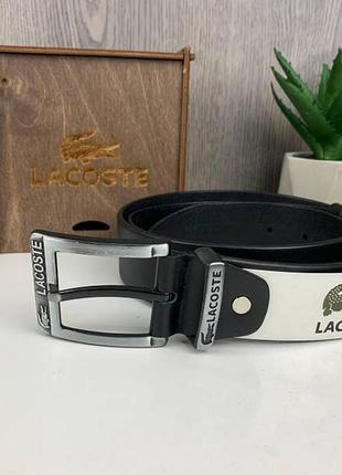 Классический мужской кожаный ремень широкий в стиле лакоста крокодил lacoste2 фото