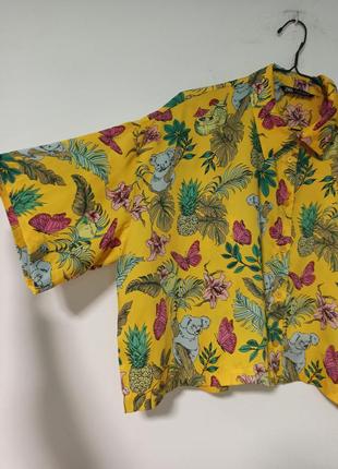 Топ сорочка блуза футболка тропічний принт коали3 фото