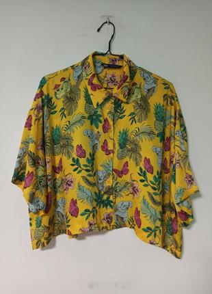 Топ рубашка блуза футболка тропический принт коалы