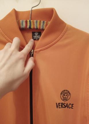 Мужская ексклюзивная велюровая кофта versace (italy 🇮🇹) оранжевого цвета. размер: м.3 фото