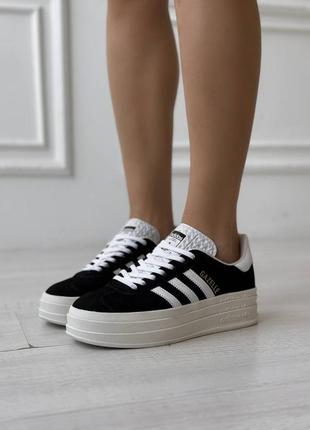 Кросівки кроси адідас газель adidas gazelle white black1 фото