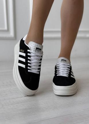 Кросівки кроси адідас газель adidas gazelle white black4 фото