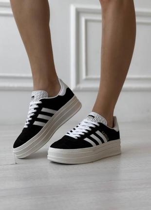 Кросівки кроси адідас газель adidas gazelle white black2 фото