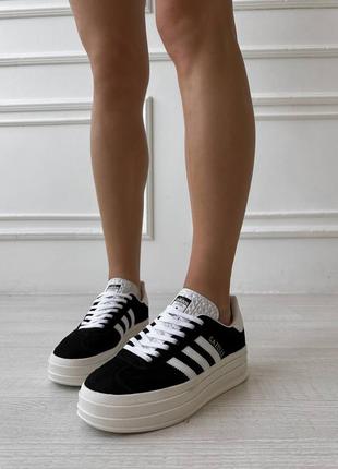 Кросівки кроси адідас газель adidas gazelle white black6 фото