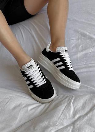 Кросівки кроси адідас газель adidas gazelle white black10 фото