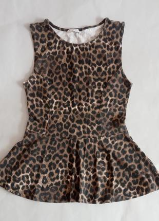 Леопардова блуза з баскою  від new look