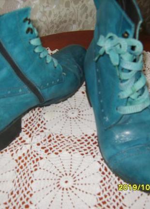Итальянские ботинки морского цвета3 фото