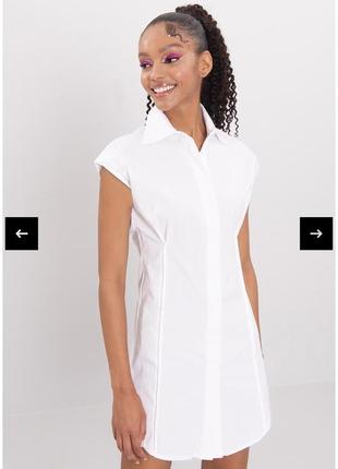 Платье - рубашка белого цвета3 фото