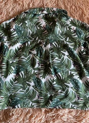 Кроп сорочка гавайка з рослинним принтом bershka asos2 фото