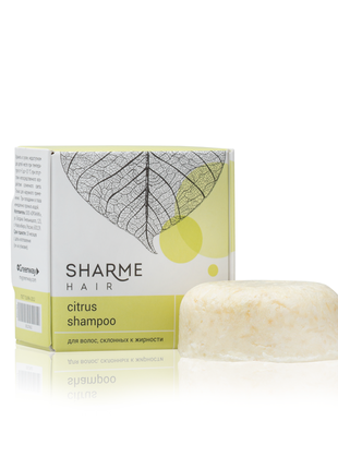 Натуральный твердый шампунь sharme hair citrus с ароматом цитруса для жирных волос, 50 г.