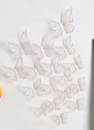 Інтер'єрні метелики на стіну білі у наборі 12шт.1 фото