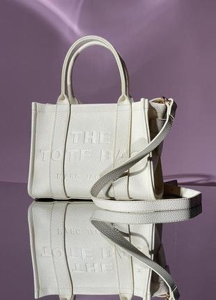 Женская сумка marc jacobs the tote bag mini cream6 фото