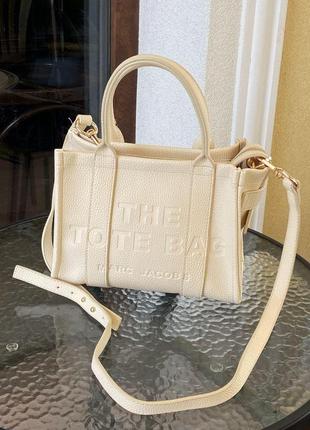 Женская сумка marc jacobs the tote bag mini cream1 фото