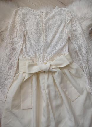 Гипюровое платье до колен цвета айвори, молочное платье2 фото