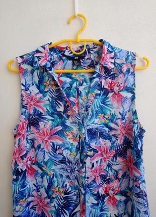 Удлиненная блуза с ярким цветочным принтом h&amp;m2 фото