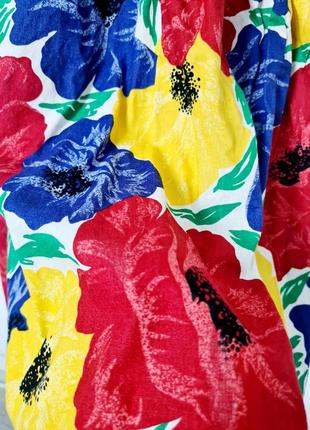 Крутая яркая, стильная, классная винтажная хлопковая юбка ретро винтаж натуральный хлопок цветочный принт цветы7 фото