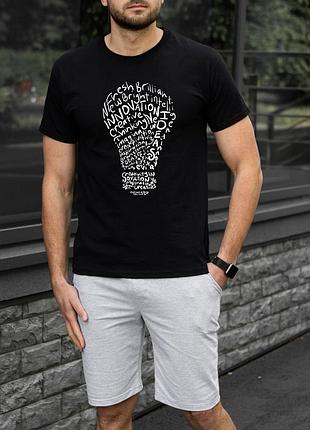 Чоловіча чорна футболка з принтом "лампочка"