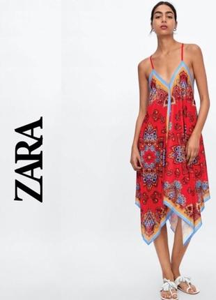 Новое асимметричное платье zara с принтом1 фото