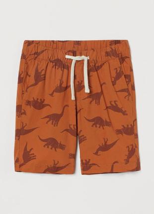 Шорты котоновые с карманами для мальчика h&m динозавр 0934482-007 коричневый