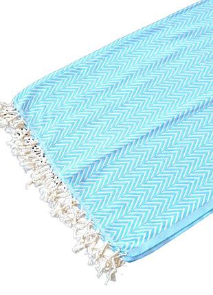 Пештемаль с геометричными полосками бирюза