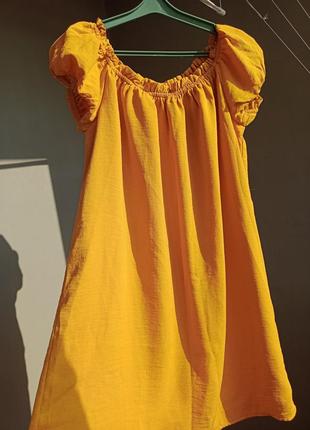 Свободное желтое платье размер с