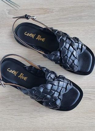 Шкіряні італійські босоніжки coral blue 🇮🇹 38 розмір