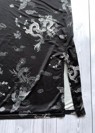 Сатиновое платье с драконами м-л4 фото
