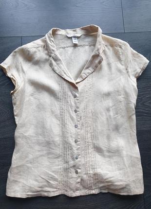 Блуза, рубашка h&m в винтажном стиле. 100% лён.1 фото